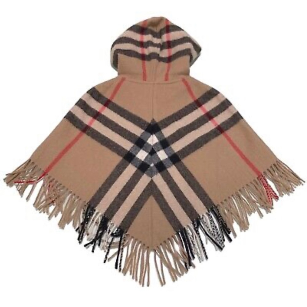 Kids Burberry poncho with hoodie and zipper